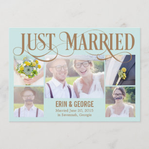 Just Married Wedding Announcement - Blue
