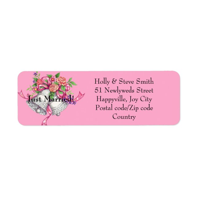 Just Married Wedding Bells Address Labels (Front)