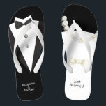 Just Married wedding Bride & Groom Jandals<br><div class="desc">Just Married Bride & Groom wedding Flip Flops</div>
