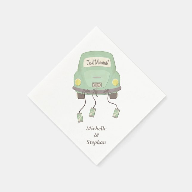 Just Married Wedding Car Napkin (Corner)