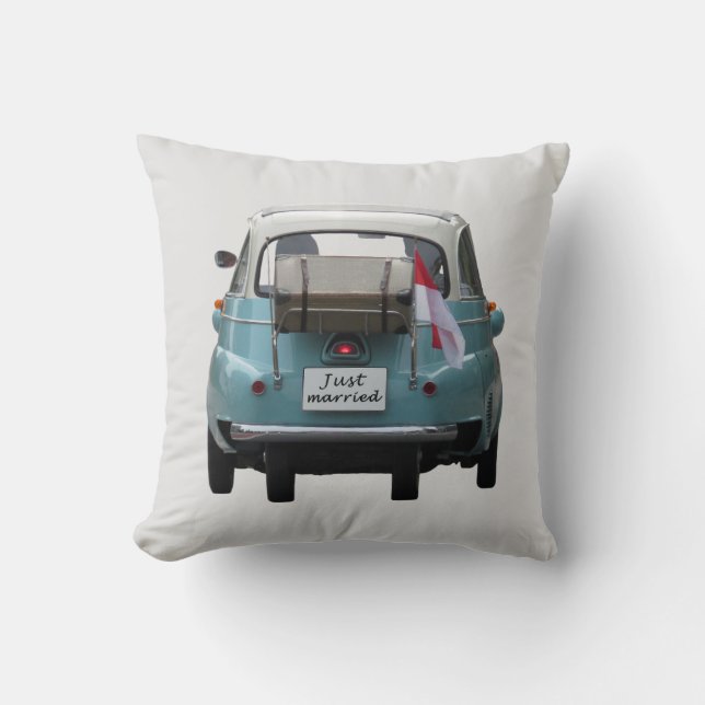 JUST MARRIED WEDDING CAR THROW PILLOWS (Front)