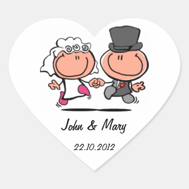 Just married wedding couple cartoon  Sticker (Front)
