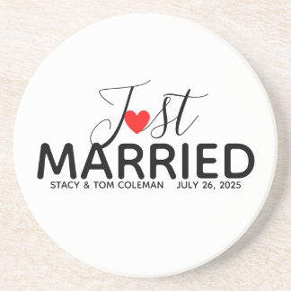 Just Married Wedding Custom  Coaster