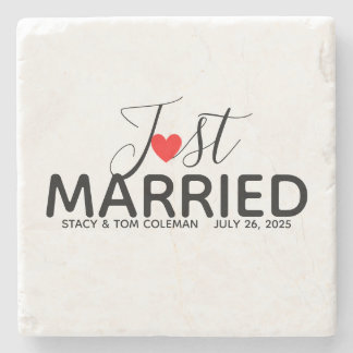 Just Married Wedding Custom Stone Coaster