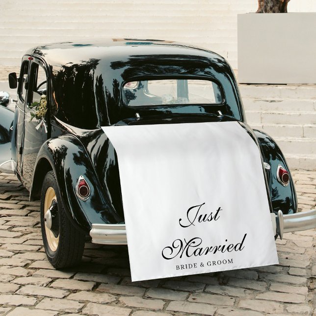 Just Married Wedding Date Fabric Car Banner Sign Tapestry (Just Married Wedding Date Fabric Car Banner Sign Tapestry)
