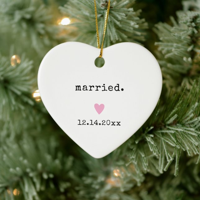 Just Married Wedding Date First Christmas Keepsake Ceramic Tree Decoration (Tree)