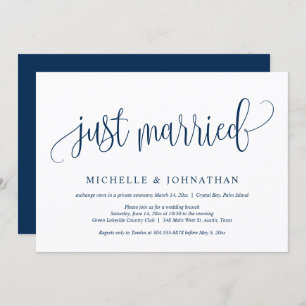 Just Married, Wedding Elopement Party Celebration  Invitation