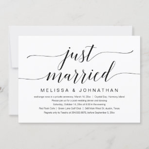 Just Married, Wedding Elopement Party Celebration  Invitation