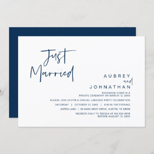 Just Married, Wedding Elopement Party Invitation