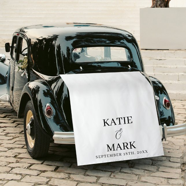 Just Married Wedding Fabric Car Banner Sign Tapestry (Just Married Classic Simple Fabric Car Banner Sign Tapestry)