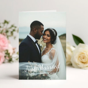 Just Married Wedding Folded Photo Announcement
