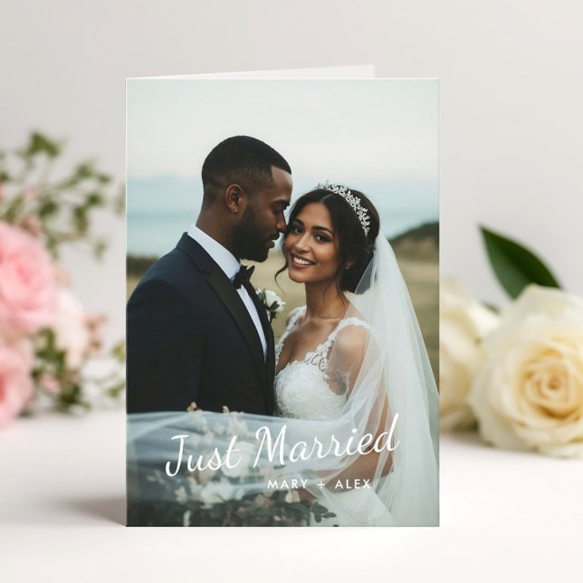 Just Married Wedding Folded Photo Announcement (Creator Uploaded)