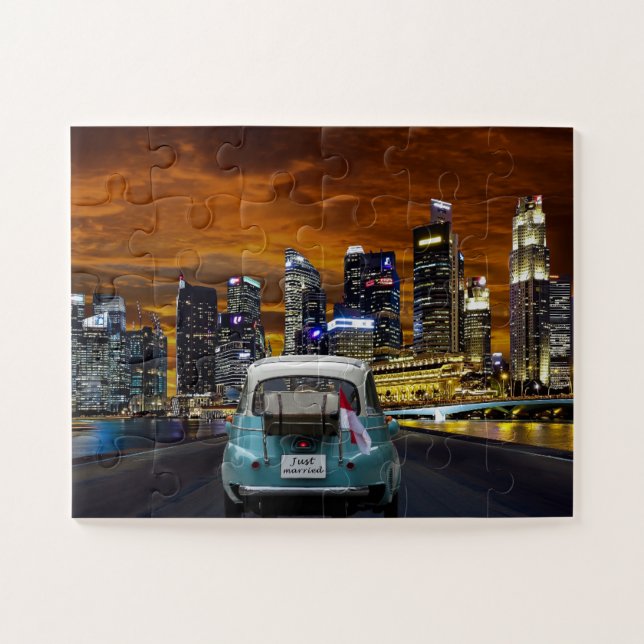 JUST MARRIED WEDDING GIFT JIGSAW PUZZLE (Horizontal)