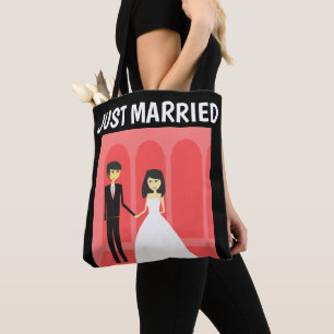 JUST MARRIED WEDDING GIFT TOTE PURSE BAG