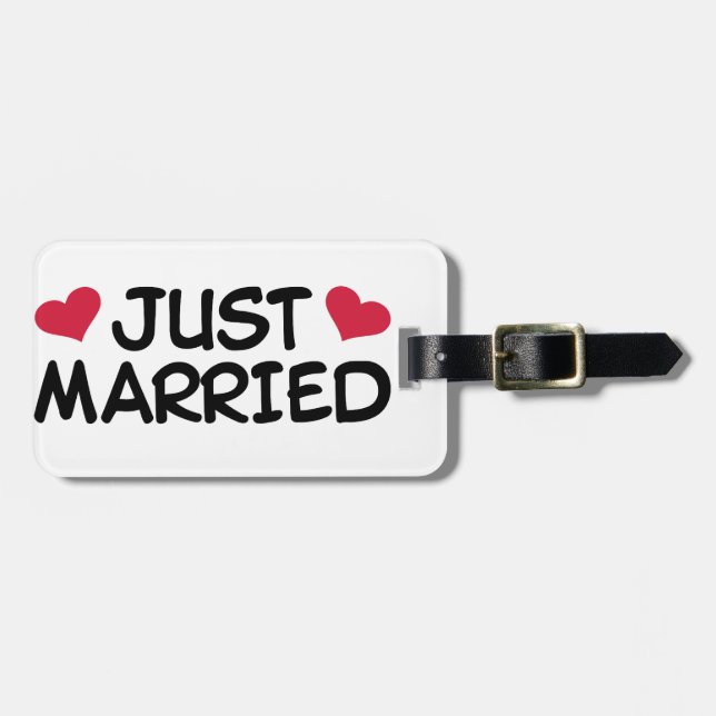 Just Married Wedding Luggage Tag (Front Horizontal)