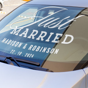Just Married Wedding Modern Script Car Signage
