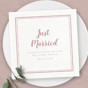 Just Married Wedding Mr & Mrs Modern Dusty Rose Napkin