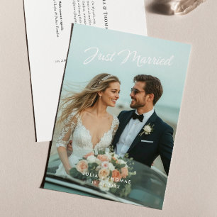 Just Married Wedding Photo Announcement Postcard
