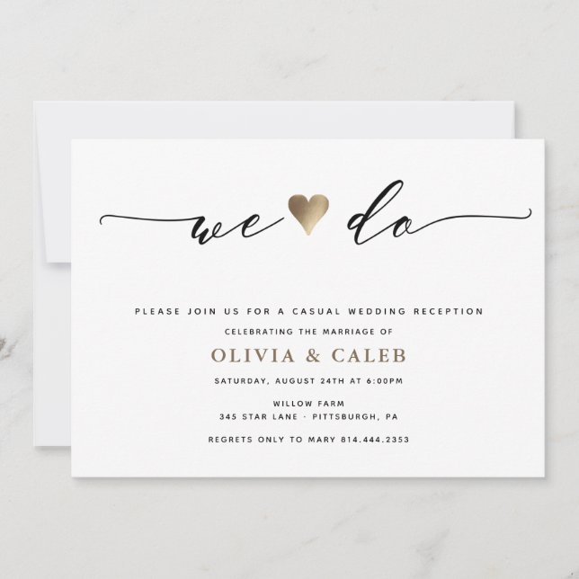 Just Married Wedding Reception invitation (Front)