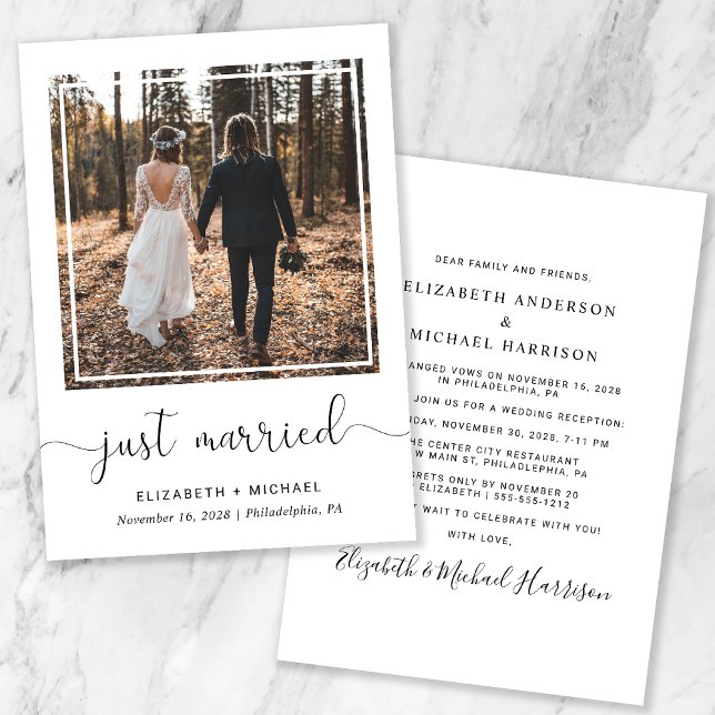 Just Married Wedding Reception Photo Announcement (Creator Uploaded)