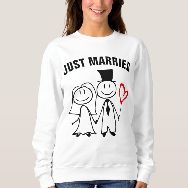 JUST MARRIED WEDDING T-SHIRT SWEATSHIRT (Front)
