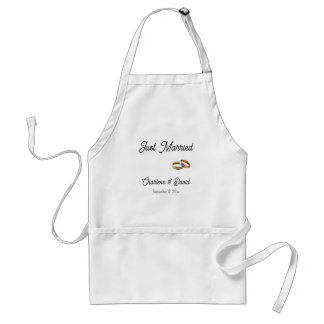 Just Married Weddings Rings Personalised Name Date Standard Apron