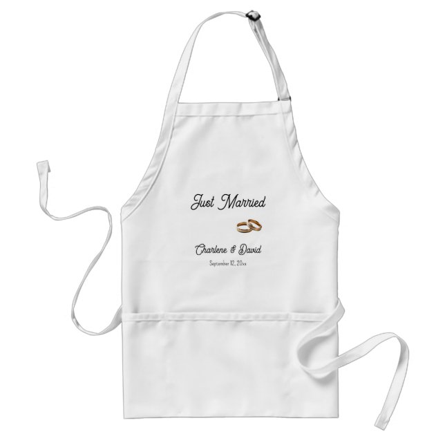 Just Married Weddings Rings Personalised Name Date Standard Apron (Front)