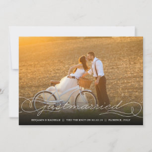 Just Married White Wedding Announcement Photo Card
