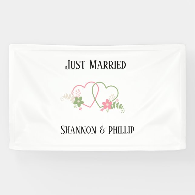 Just Married with Bride & Groom Names  Banner (Horizontal)