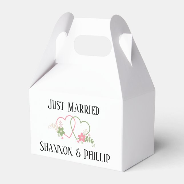 Just Married with Bride & Groom Names   Favour Box (Front Side)