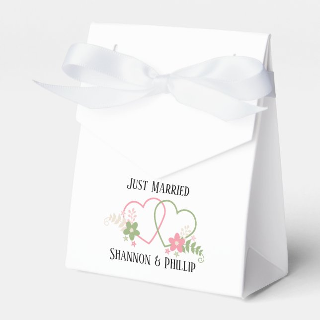 Just Married with Bride & Groom Names    Favour Box (Front Side)