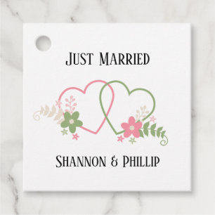 Just Married with Bride & Groom Names  Favour Tags