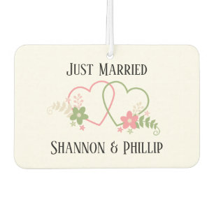 Just Married with Bride & Groom Names Wedding Date Car Air Freshener