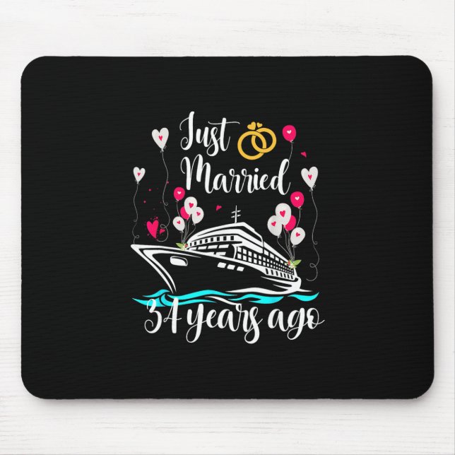 Just Married &#  Years Ago &# th Anniversary Cru Mouse Pad (Front)