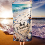 Just MarriedFootprints in Sand Romantic Honeymoon  Beach Towel<br><div class="desc">Celebrate your newlywed moments with this “Just Married” beach towel, featuring a peaceful shoreline and a heartfelt set of footprints in the sand. With soft ocean hues and romantic energy, this towel is perfect for honeymoons, beachside photos, or lounging in tropical paradise. A beautiful keepsake for couples who said “I...</div>