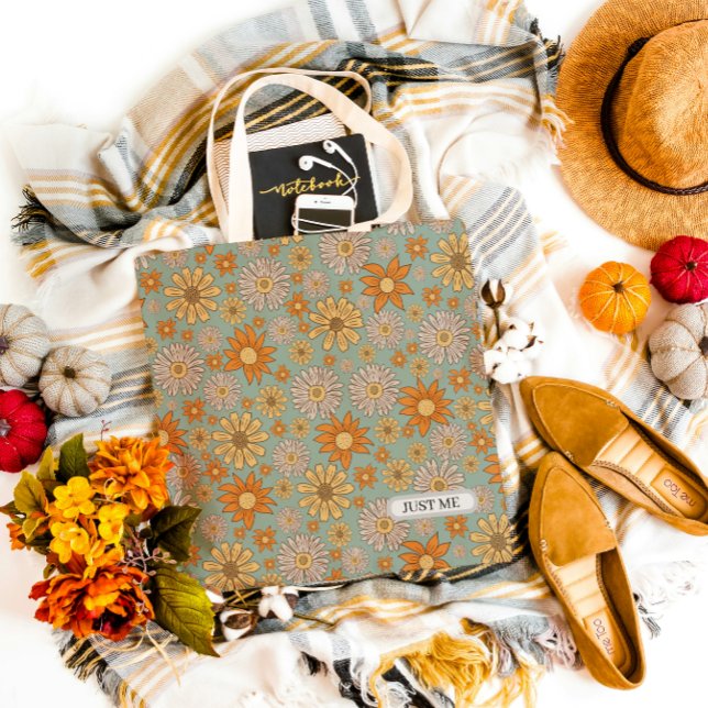 Just Me Floral Blue Aesthetic Tote Bag (Creator Uploaded)