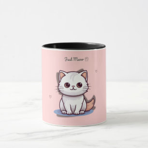 Just Meow Cute White Kitten Mug   Pink Pastel 