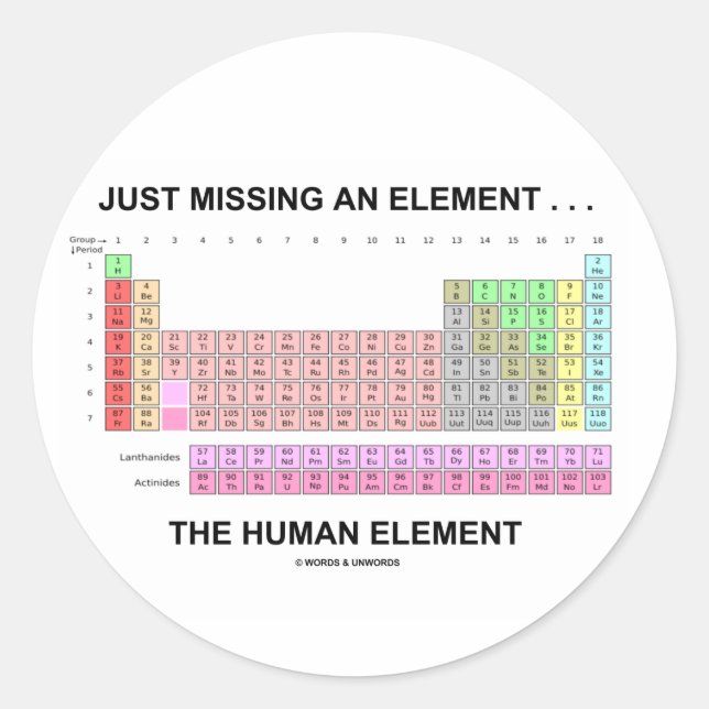 Just Missing An Element ... The Human Element Classic Round Sticker (Front)