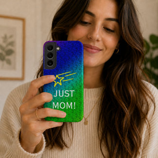 Just Mum flower Pattern Green Blue Samsung Galaxy Case