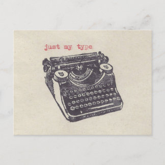 "just my type" postcard