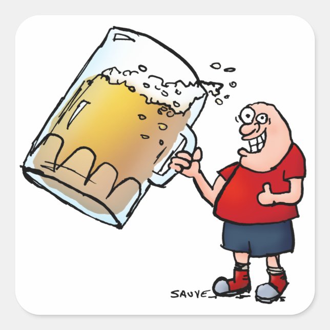 Just One BIG Beer Guy Square Sticker (Front)
