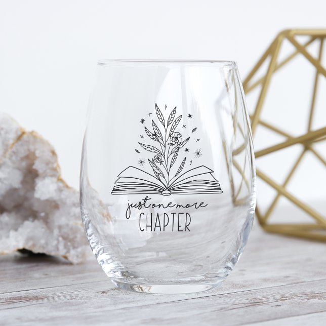 Just One More Chapter Blooming Floral Book Stemless Wine Glass (Creator Uploaded)
