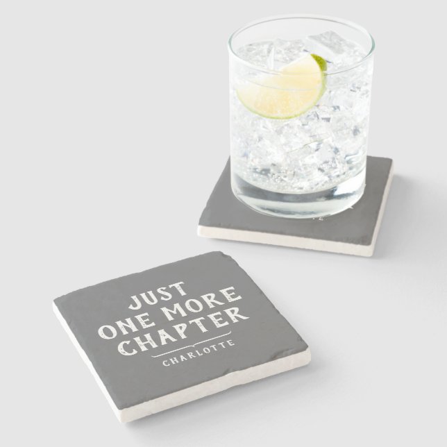 Just One More Chapter Book Lover's Personalised Stone Coaster (Side)