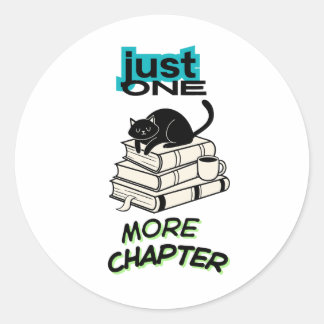 Just One More Chapter Cat Classic Round Sticker