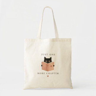 Just One More Chapter Cat Reading Tote Bag