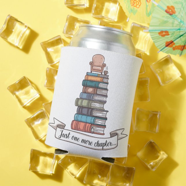 Just One More Chapter - Cozy Book Lover Design Can Cooler (In Situ Summer)