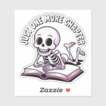 Just One More Chapter - Cute Skeleton Reading
