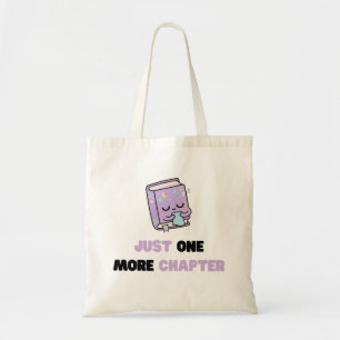 Just One More Chapter Funny Sleepy Book Vector Tote Bag