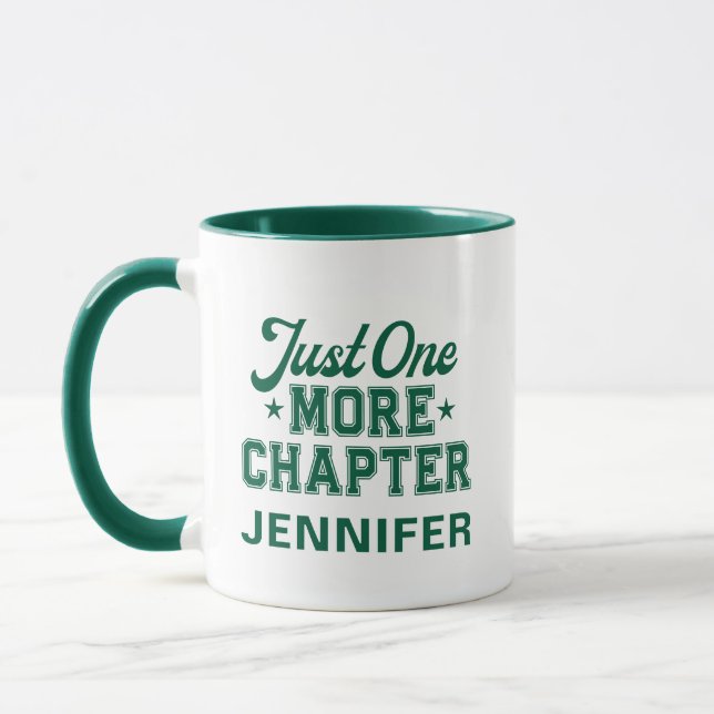 Just One More Chapter Mug Green Bookworm (Left)