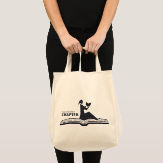 Just one more Chapter open book - Female Reading Tote Bag